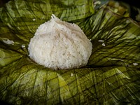 Free glutinous rice in tropical leaf image, public domain asian food CC0 photo.