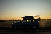 Free driving car during sunset image, public domain car CC0 photo.