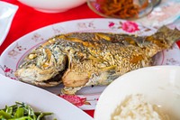 Free fried fish image, public domain Thai food CC0 photo.