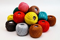 Free colorful crochet thread balls photo, public domain CC0 image.