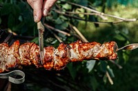 Free grilling meat skewers photo, public domain food CC0 image. 