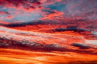 Free bright red sunset image, public domain scenery CC0 photo.