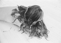 Free curly sprawled hair image, public domain lady CC0 photo.