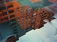 Free brick building reflection image, public domain photography CC0 photo.