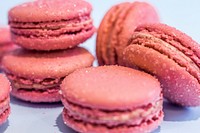 Free pink sugar macaron image, public domain dessert CC0 photo.