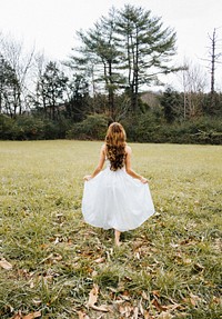 Free lady wearing a white dress image, public domain fashion CC0 photo.