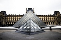 Free Versailles and the glass pyramid photo, public domain travel CC0 image.