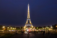 Free Eiffel Tower at night, Paris, France image, public domain travel CC0 photo.