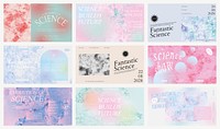 Aesthetic bubble art template vector science event colorful ad banners set