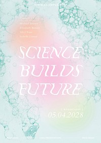 Bubble art science template psd show aesthetic ad poster