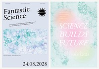 Bubble art science template psd event aesthetic ad posters dual set