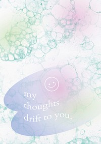 Aesthetic bubble art template psd with love quote poster