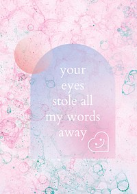 Aesthetic bubble art template psd with romantic quote poster