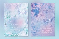 Aesthetic bubble art template psd with love quote poster dual set