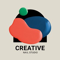 Nail studio business logo psd creative color paint style