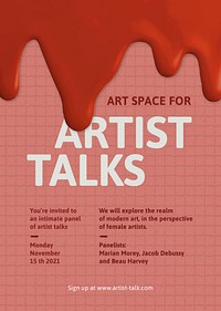 Artist talks template vector creative paint dripping ad poster