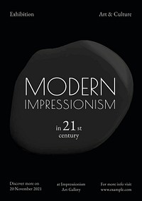 Modern impressionism template psd black paint abstract ad poster