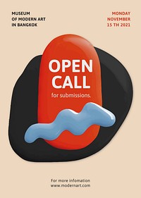 Artist open call template vector color paint abstract ad poster