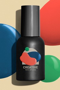Nail polish bottle mockup psd for beauty product packaging<br /> 