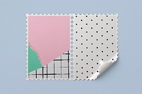 Postage stamp mockup psd with cute pastel ripped paper