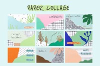 Ripped paper collage template vector set for blog banner