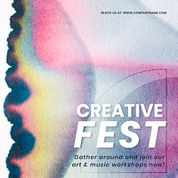 Creative fest colorful template vector in chromatography art social media ad