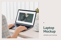 Laptop screen mockup psd with zen stones as wallpaper