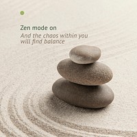 Zen mode wellness template vector minimal social media post