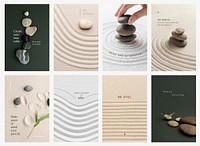 Meditation wellness template vector minimal poster collection