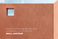 Minimal outdoor wall mockup psd in terracotta Mediterranean style