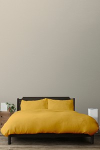 Modern wall mockup psd bedroom interior design