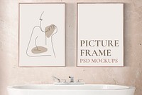 Modern picture frame mockup psd wall decoration home interior
