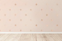 Empty room with gold stars on pink wall