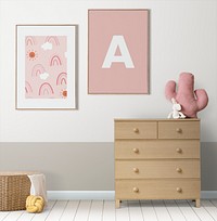 Wooden cabinet in minimal girl’s room