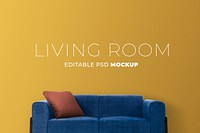 Retro living room mockup psd