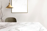 Luxury dining room interior design with a marble table