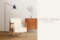 Japandi living room mockup psd