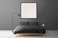 Minimal bedroom interior design in gray tone