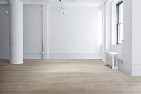 Empty minimal room with windows and natural light