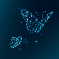 Butterfly technology vector, digital transformation blue graphic