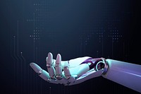 Robot hand psd showing background, AI technology side view