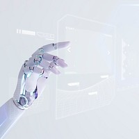 Robot touch virtual screen background, futuristic technology design