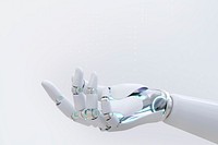 Cyborg hand finger pointing psd, technology background of artificial intelligence