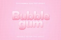 Cute bubble gum editable vector text effect