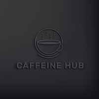 Aesthetic cafe logo debossed effect, editable template vector