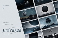 Aesthetic galaxy inspirational template psd with quote blog banners set