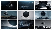 Aesthetic galaxy inspirational template psd with quote blog banners set