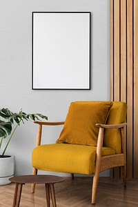 Retro living room interior design with a mid-century armchair