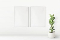 Empty white room interior design with blank frames