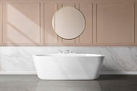 Feminine luxury bathroom interior design with panelling pink wall